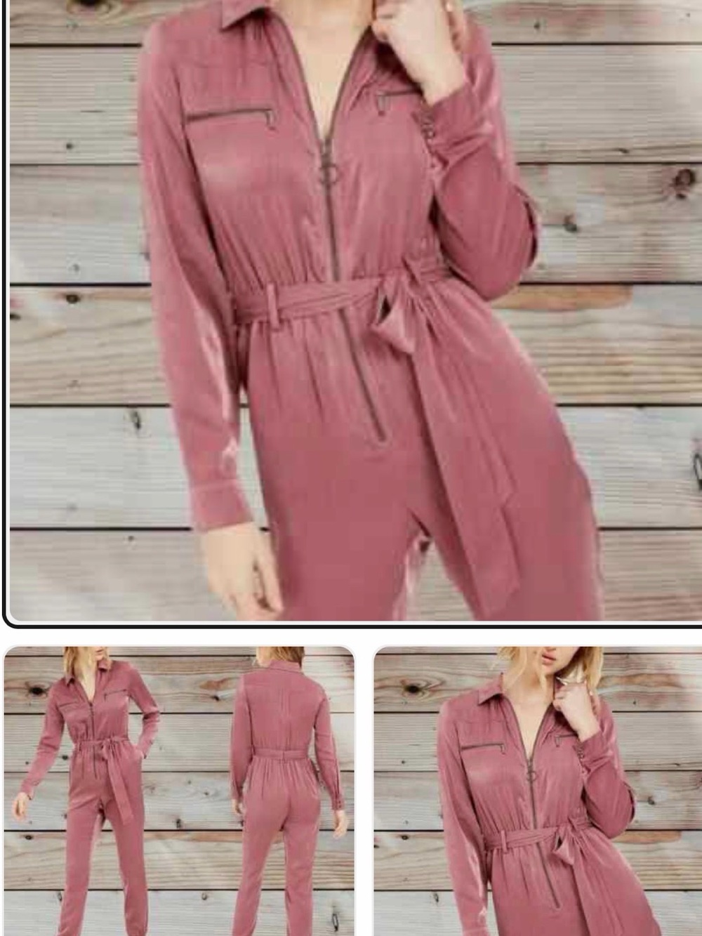 Bar III dusty rose satin Utility Jumpsuit